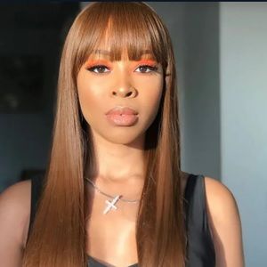 Nadula Brown human hair wig with bangs